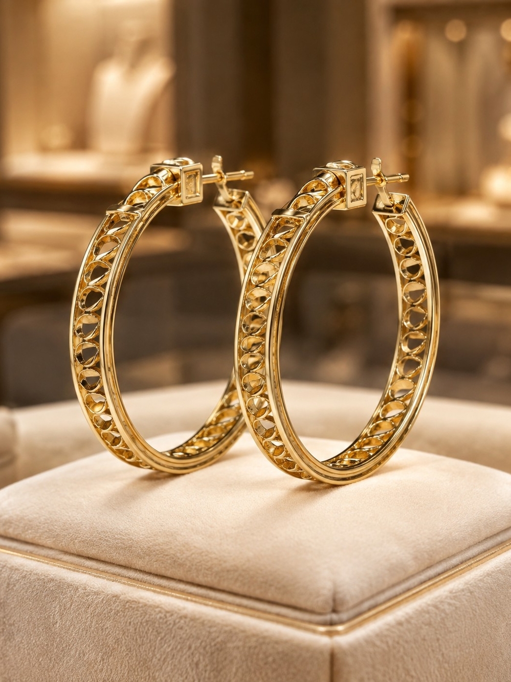 High Quality Gold Laminated Filigree Hoop Earrings – Water Resistant